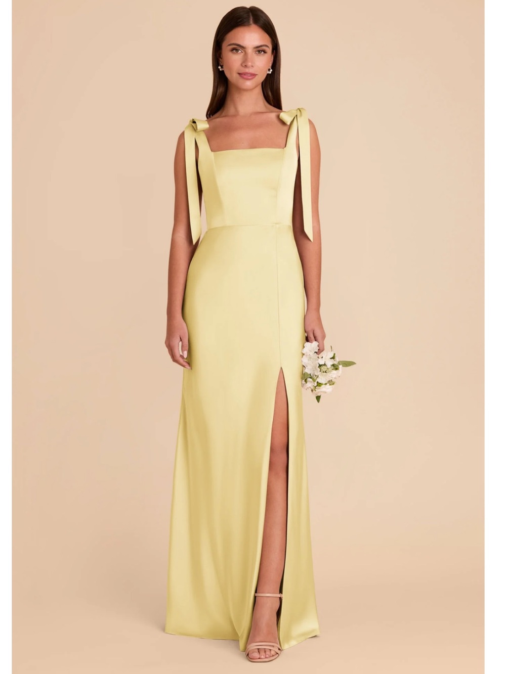 Matte Satin Yellow Alex Dress from Birdy Grey